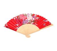 Alipis Éventail Pliable à Main en Bois et Tissu Rouge Éventail de Mariage Chinois 10 Grand Format Accessoire pour Danse Traditionnelle et Séance Photo Élégante