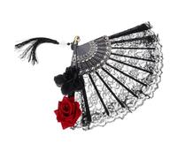 Alipis Éventail Pliable Dentelle Noire Gothique Style Lolita Éventail à Main Compact et Portable Accessoire pour Cosplay Halloween Mariage et Danse