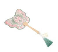 Alipis Éventail Rond Chinois à Pétales Brodés en Bois et Soie Décoratif | Style Traditionnel Élégant, Motif Lotus Brodé, Format Portable à Main, pour Mariages et Décorations