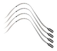 Alipis Extensions de Queue de Cheval Tressées Synthétiques à Clips 4 Pièces Longues Résistantes à la Chaleur Couleur Blanc Thé Gris Postiche Style Boxe pour Sport Fêtes et Usage