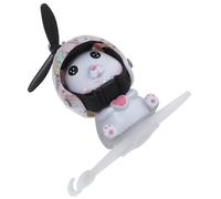 Alipis Figurine Chat Gris Décorative pour Vélo, Casque Hélice, Sangle | Plastique Résine, Boucle Extensible et Montage Flexible, Guidons Vélo, Poussettes, Tableau de Bord Auto Couleur Aléatoire