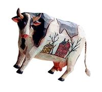 Alipis Figurine Vache Résine Décorative Sculpture Ferme Artisanale Statuette Originale pour Bureau et Maison Cadeau Animal Ferme
