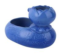 Alipis Fontaine à Eau pour Chat en Céramique Bleue Vintage Grosse Capacité, Distributeur d'eau Créatif et Pratique de Lotus, Sûre et Élégante pour Usage Quotidien