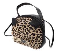 Alipis Grand sac à bandoulière créatif motif léopard et polyuréthane avec oreilles de chat rondes, sac à main portable pour filles pour sortir avec des amis