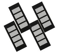 Alipis Grille D'aération en Alliage D'aluminium Noire 4 Pièces 80x200 Mm pour Ventilation Armoire, Conduit D'évacuation Métallique pour Meubles et Placards à Chaussures, Évacuation D'air