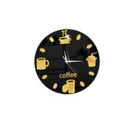 Alipis Horloge Magnétique Autocollante Café Doré Aimants Autocollants pour Réfrigérateur Matériau Sûr Motif Tasse Aimant D'horloge pour Réfrigérateur Décoration Murale sans Pile
