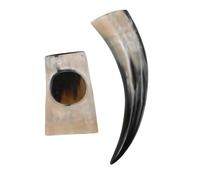 Alipis Horn Beer Mug Set With Stand Authentic Ox Horn Drinking Cup For Men Large Capacity Rustic Vintage Mead Vessel For Dad And Husband