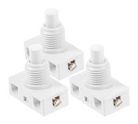 Alipis Interrupteur Bouton-poussoir Auto-verrouillant Blanc, Haute Performance et Fiabilité, en Abs et Cuivre, Compact et Léger pour Équipements Électriques et Mécaniques, Lot de 3