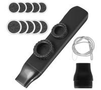 Alipis Kazoo Double Trous Noir Portable avec Embout de Rechange 10 Membranes Rondes Incluses Instrument de Musique Kazoo Professionnel avec Cordon pour Fêtes et Accompagnement Musical