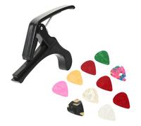 Alipis Kit Capo Guitare 11 Pièces Pince Capo Plastique Portable 10 Médiators Colorés Aléatoires Accessoire Accordage Guitare et Électriques 6 Cordes Réglage Tonalité Couleur Aléatoire