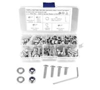 Alipis Kit de Visserie Inox Tête Ronde et Plate Hexagonale avec Écrous Assortiment Complet Résistant Corrosion pour Usage Industriel et Boîte de Rangement Transparente