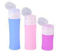 Alipis Kit de Voyage en Silicone 4 Pièces - Flacons Souples 38Ml Violet 60Ml Rose 80Ml Bleu 3 Paquet PVC Transparents - Bouteilles de Voyage Rechargeables pour Lotion Huile