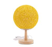 Alipis Lampe de Table en Rotin Tressé Jaune Base en Bois Conique, Lampe LED Veilleuse pour Chambre, Décoration Cosy pour Salon et Présent Créatif, Éclairage D’ambiance Chaleureuse, Usage