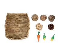 Alipis Lit en Paille Tressée Naturelle pour Lapin, de Dentition pour Rongeurs, Change Comportement de Mastication, 1 Set pour Petits Animaux
