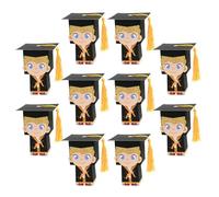 Alipis Lot de 10 Boîtes à Bonbons Forme Chapeau de Docteur pour Garçon, Coffrets Présents pour Fête de Remise de Diplômes, Emballage Rigide Sécurisé pour Bonbons et Biscuits, Décoration