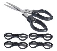 Alipis Lot de 10 Ciseaux Pliables Multifonctions en Acier Inoxydable Poignée Plastique Noire Coupe-Fil Tressé de Pêche Compacts et Réutilisables pour Usage Extérieur et Loisirs de