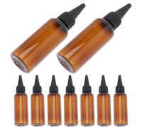 Alipis Lot de 10 Flacons Applicateurs Souples pour Cheveux 50 Ml en PET Recyclable Marron Bouchon Noir Pointe Fine Bouteilles Vides Rechargeables pour Huile Capillaire Teinture et