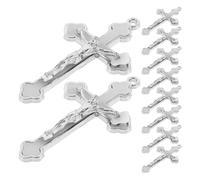 Alipis Lot de 10 Mini Pendentifs Croix en Métal Blanc Breloques Jésus pour Bijoux Chrétiens DIY Charms Crucifix pour Création Bracelets et Colliers Artisanaux