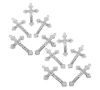 Alipis Lot de 10 Pendentifs Croix Chrétienne en Métal Blanc, Breloques DIY pour Création de Colliers et Bracelets, Charme Religieux Miniature Compatible Bijoux Faits Main,
