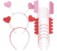 Alipis Lot de 12 Bandeaux Coiffes de Carnaval de Cœur, Paillettes Rouge et Rose, Accessoires Décoratifs pour Fête Saint-valentin et Déguisement Fille, Couvre-chefs Festifs pour Garçon