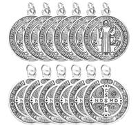 Alipis Lot de 12 Pendentifs en Métal Saint Benoît, Breloques Décoratives pour Fabrication de Colliers et Bracelets, Pendentifs Porte-clés Chrétiens pour Noël et Plusieurs styles