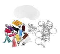 Alipis Lot de 12 sets de Porte-Clés en Acrylique Pompons Colorés Kit de Fabrication de Porte-Clés DIY Accessoires Artisanaux pour Création de Bijoux et Décorations Personnalisées