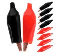 Alipis Lot de 16 Pinces Crocodiles Isolées en Laiton Robuste Grand Format avec Capuchons Isolants Noir et Rouge Pinces de Test Électriques Fiables pour Circuits Batteries et Travaux