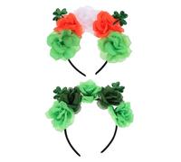 Alipis Lot de 2 Bandeaux Saint-patrick Fleurs de Rose et Trèfle en Plastique Vert Clair, Accessoires Légers et Confortables pour Femmes et Filles, Couvre-chefs Festifs Irlandais