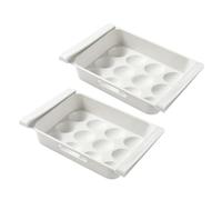 Alipis Lot de 2 Boîtes de Rangement pour Œufs en Plastique Multi-Grilles Tiroir Extractible 12 Compartiments Organisateur pour Réfrigérateur Conteneurs Empilables pour Conservation