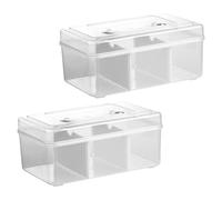 Alipis Lot de 2 Boîtes de Rangement Transparentes pour Remède Organisateur Polyvalent Compartiments Poignée Portable Petite Taille pour Maison École et Voyage Caisse Plastique