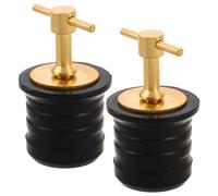 Alipis Lot de 2 Bouchons de Vidange à Poignée en T pour Bateau Bouchons D’Expansion en Laiton 125 Pouces Joint en Caoutchouc Étanche Compatibles Yacht et Kayak Accessoires Marins