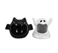 Alipis Lot de 2 bougeoirs à Bonbons en céramique pour Halloween, Motif Chauve-Souris et fantôme, Joli Bol à Bonbons, Plateau décoratif pour Les fêtes d'halloween