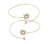 Alipis Lot de 2 Bracelets Manchettes Ouverts en Alliage Doré Réglables de Soleil et Lune Bijoux de Bras pour Femmes Élégants Accessoires Haut du Bras Présent Quotidien et Fête