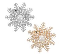Alipis Lot de 2 Broches Flocon de Neige en Perles de Culture et Cristaux, Broches pour Dames, Broche à Châle Élégante et Festive pour Vêtements, Pulls, Paquet - Accessoire de Noël