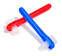 Alipis Lot de 2 brosses à dents doubles ergonomiques en polypropylène | Têtes de brosse double face, poignée antidérapante, pour troisième dents et dents, compactes, pour les déplacements