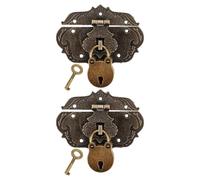 Alipis Lot de 2 cadenas en alliage de zinc, avec boucle robuste et clé, pour la fermeture sécurisée des portes de placards et d'armoires.