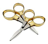 Alipis Lot de 2 Ciseaux Pliants Multifonctions en Acier Inoxydable Poignée Métallique Dorée Petits Ciseaux Légers Télescopiques pour Couture Artisanat et Usage Extérieur pour Voyage