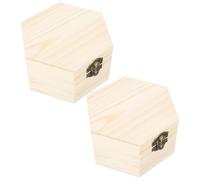 Alipis Lot de 2 Coffrets Présents Hexagonaux en Bois Naturel Boîtes de Rangement Polyvalentes pour Bijoux et Objets Artisanaux Faits Main Coffrets Décoratifs Solide pour Emballage et