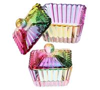 Alipis Lot de 2 Coupelles à Ongles Multifonction 60ml Format Petit en Verre Transparent pour Manucure Professionnelle Nail Art avec Couvercle Pratique