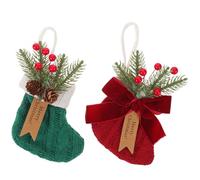 Alipis Lot de 2 de Noël en Tricot : 2025 - Nouveau Petit de Bonbons avec Bottes de Père Noël et nœud aux Baies Rouges, Pommes de pin, décorations de Ferme pour Sapin de Noël, pendentifs à Suspendre