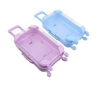 Alipis Lot de 2 Grandes Valises Transparentes en Plastique Rigide, Boîtes de Rangement pour Bijoux et Présents, Organisateurs de Voyage Colorés Violet et Bleu, Mini Coffrets