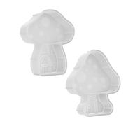Alipis Lot De 2 Moules À Bougies En Silicone 3D En Forme De Champignon Fait À La Main Blanc