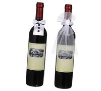 Alipis Lot de 2 Paires/4 Housses de Bouteille de Vin Amusantes pour Couple de Mariage Décoration de Costume de Vin Housses de Bouteille Lavables Et Confortables