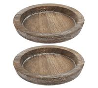 Alipis Lot de 2 Plateaux Décoratifs Ronds en Bois Massif Petits Plateaux Porte-Bougies Chauffe-Plat pour Apéritifs Desserts et Décoration de Table Basse Style Rustique Naturel
