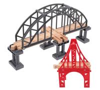 Alipis Lot de 2 Ponts de Train en Bois et Plastique Accessoires pour Rails de Train en Bois Pilier Ferroviaire Décoratif pour Circuit de Miniatür Compatible Jeu de Modélisme Ferroviaire