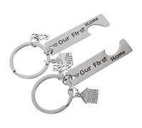 Alipis Lot de 2 Porte-Clés Maison 2025 en Acier Inoxydable Design Mignon « Notre Première Maison » Porte-Clés Présent de Pendaison de Crémaillère Léger et Résistant pour Nouvel