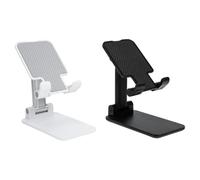 Alipis Lot de 2 Supports de Téléphone Réglables pour Bureau, Pliables et Stables, Compatibles Smartphones et Tablettes, Design Blanc et Noir, pour Enregistrement Vidéo et Usage Quotidien