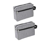 Alipis Lot De 2 Trousses De Toilette De Voyage Multifonctions, Double Couche, Tissu Oxford Gris, Paquet De Bain à Main Compact Et Léger, Paquet De Soins Personnels pour Voyage Et Camping