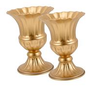 Alipis Lot De 2 Vases Commémoratifs De Cimetière en Fer Résistant Aux Intempéries, Finition Or Noble, Support pour Composition De Fleur Extérieure, Décor Funéraire pour Souvenir des Proches