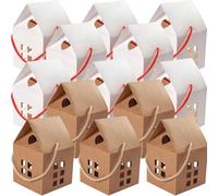 Alipis Lot de 20 Boîtes à Bonbons en Papier Forme Maison Ajourée Blanc et Kraft Petit Coffret Présent pour Mariage Noël et Fêtes Contenant Créatif pour Chocolats et Friandises